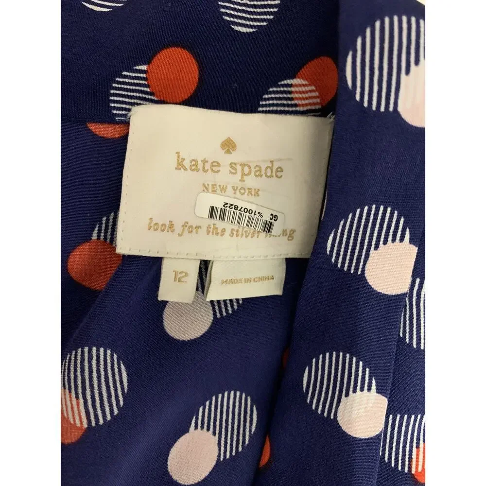 Kate Spade Villa Red White & Blue Polka Dot Dress Silk Size 12 Retro Career Work - Picture 6 of 7